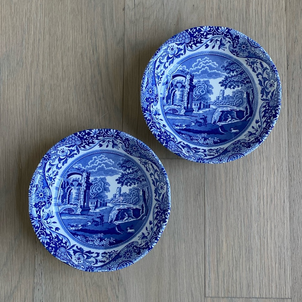 Set of 2 Coupe Cereal Bowls - 6.5" - Spode Blue Italian